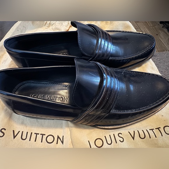 Louis Vuitton Men’s Loafer 9UK/10US Black Burgundy Leather Brand New Never Worn - Picture 7 of 13